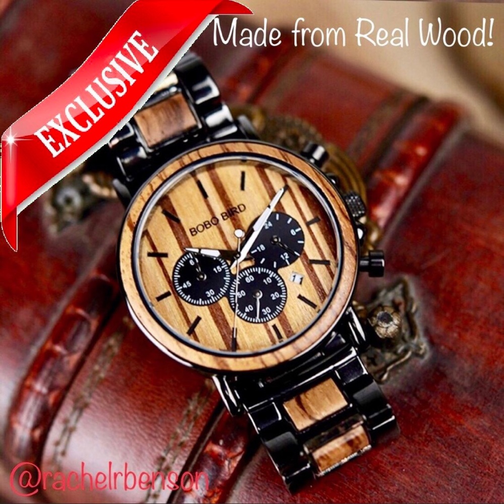 "Allegra" Wooden & SS Quartz Watch - Picture 2 of 8